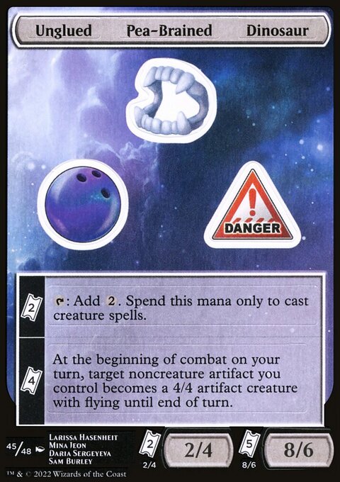 Unglued Pea-Brained Dinosaur, Unfinity Sticker Sheets #45, Magic: The Gathering card