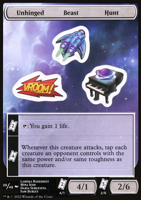 Unhinged Beast Hunt, Unfinity Sticker Sheets #39, Magic: The Gathering card