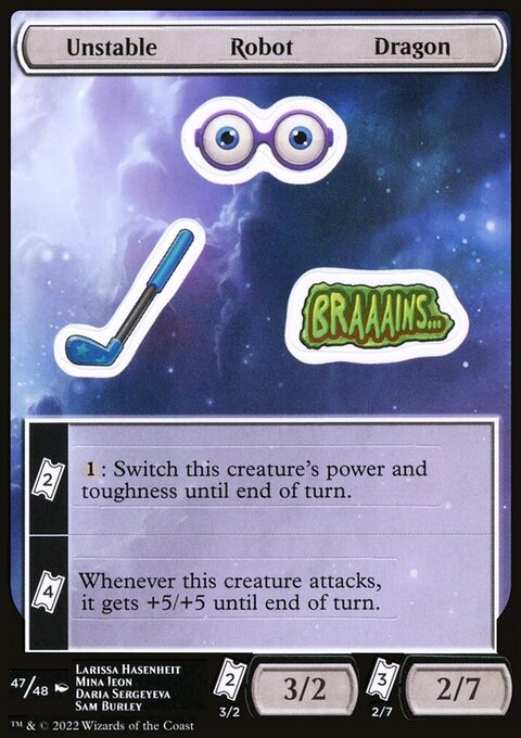 Unstable Robot Dragon, Unfinity Sticker Sheets #47, Magic: The Gathering card