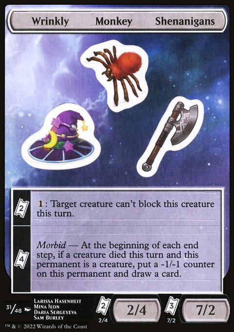 Wrinkly Monkey Shenanigans, Unfinity Sticker Sheets #31, Magic: The Gathering card
