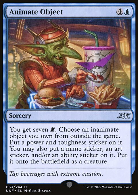 Animate Object, Unfinity #33, Magic: The Gathering card
