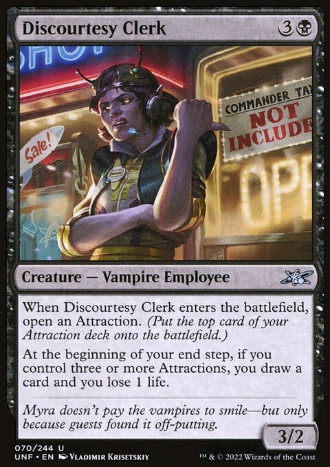 Discourtesy Clerk, Unfinity #70, Magic: The Gathering card