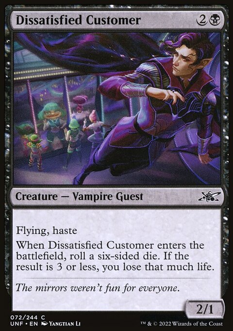 Dissatisfied Customer, Unfinity #72, Magic: The Gathering card