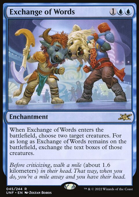 Exchange of Words, Unfinity #45, Magic: The Gathering card
