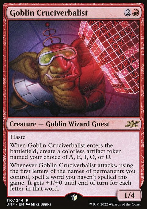 Goblin Cruciverbalist, Unfinity #110, Magic: The Gathering card