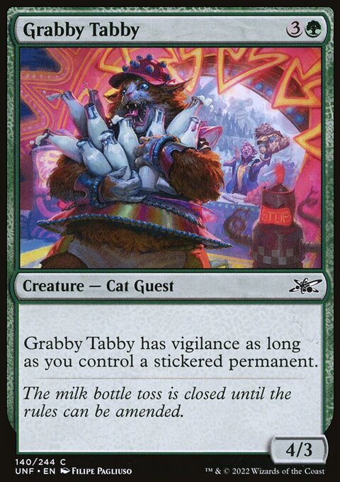 Grabby Tabby, Unfinity #140, Magic: The Gathering card