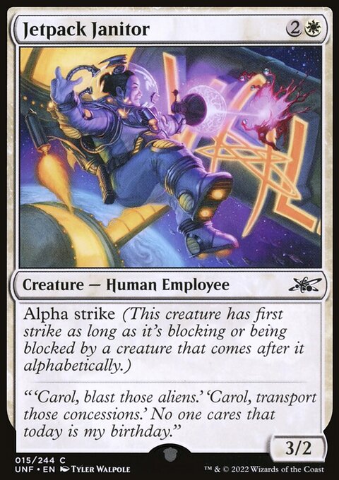 Jetpack Janitor, Unfinity #15, Magic: The Gathering card