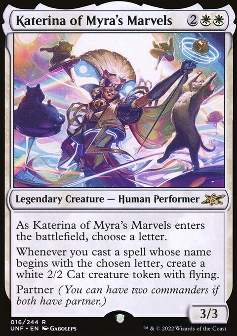 Katerina of Myra's Marvels, Unfinity #16, Magic: The Gathering card
