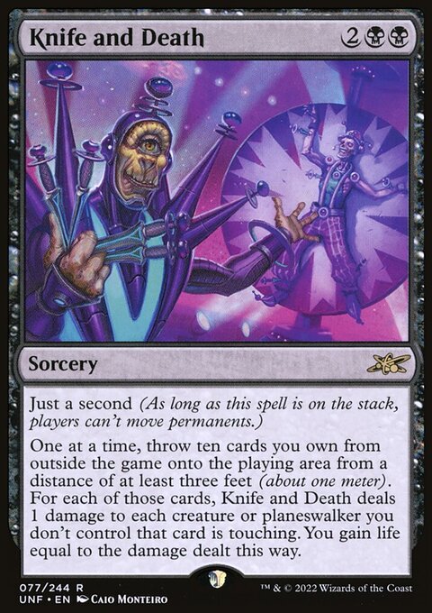Knife and Death, Unfinity #77, Magic: The Gathering card