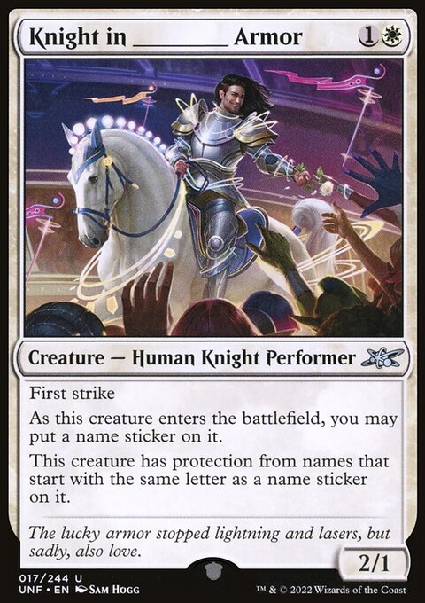 Knight in _____ Armor, Unfinity #17, Magic: The Gathering card