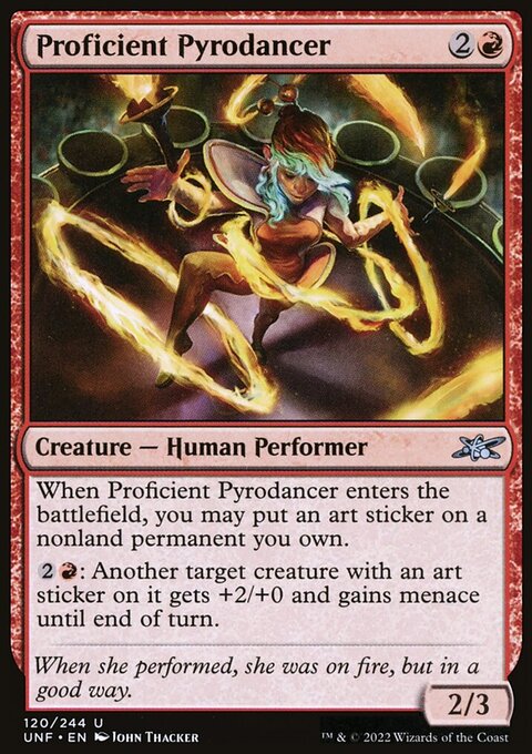 Proficient Pyrodancer, Unfinity #120, Magic: The Gathering card