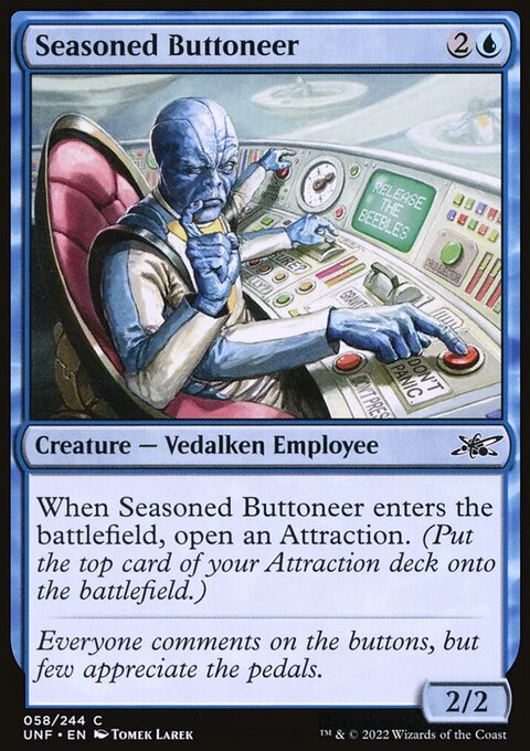 Seasoned Buttoneer, Unfinity #58, Magic: The Gathering card