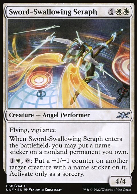 Sword-Swallowing Seraph, Unfinity #30, Magic: The Gathering card