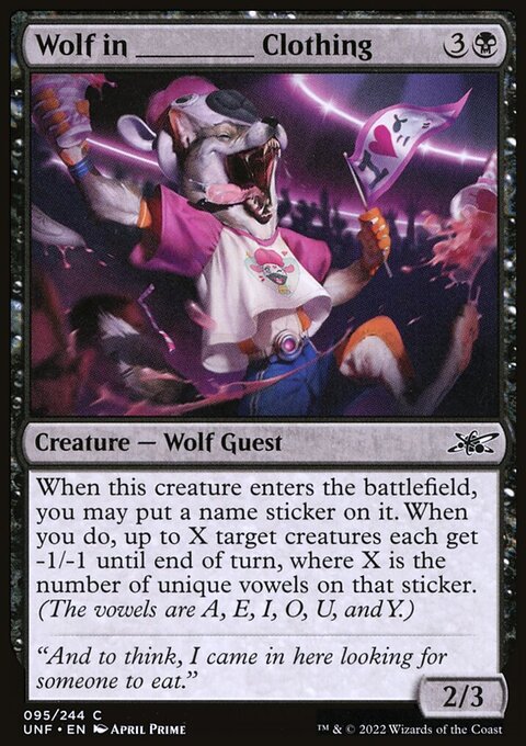 Wolf in _____ Clothing, Unfinity #95, Magic: The Gathering card