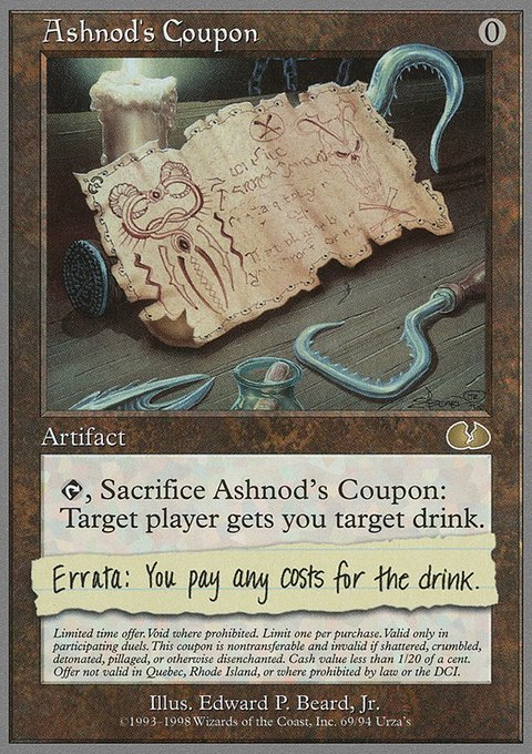 Ashnod's Coupon, Unglued #69, Magic: The Gathering card