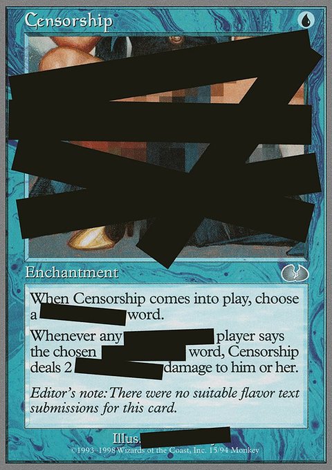 Censorship, Unglued #15, Magic: The Gathering card