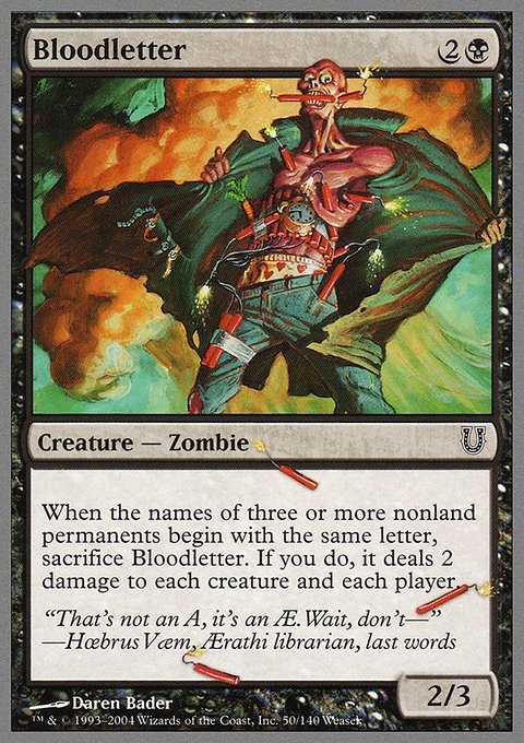Bloodletter, Unhinged #50, Magic: The Gathering card