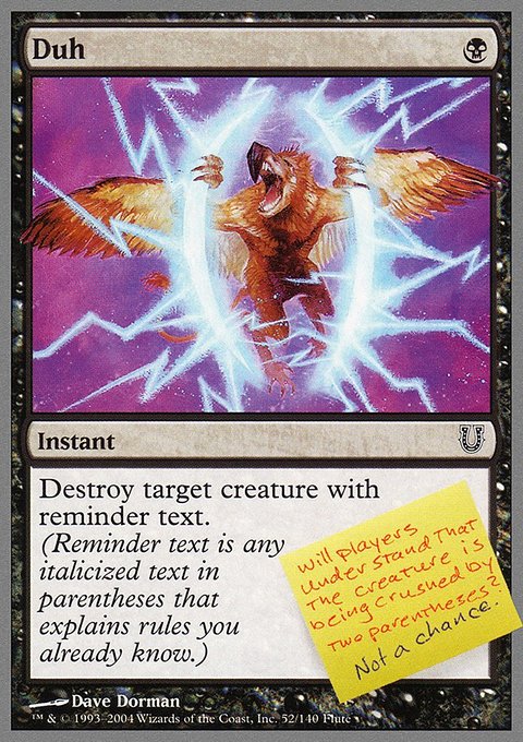 Duh, Unhinged #52, Magic: The Gathering card