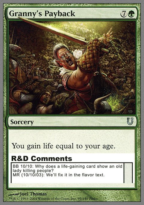 Granny's Payback, Unhinged #99, Magic: The Gathering card