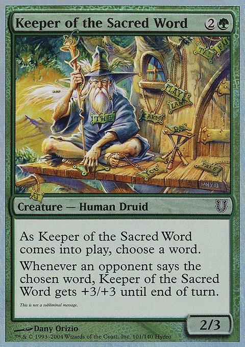 Keeper of the Sacred Word, Unhinged #101★, Magic: The Gathering card