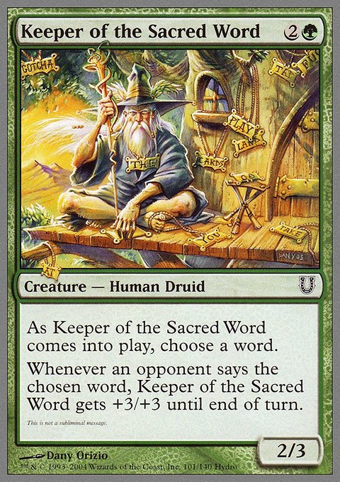 Keeper of the Sacred Word, Unhinged #101, Magic: The Gathering card