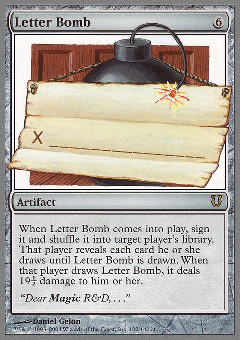 Letter Bomb, Unhinged #122, Magic: The Gathering card