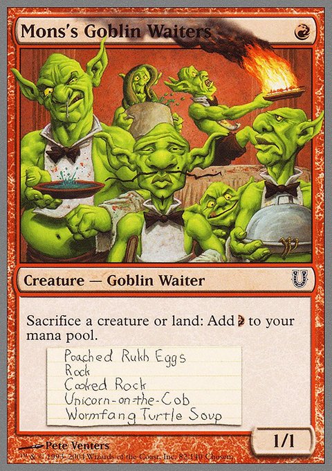 Mons's Goblin Waiters, Unhinged #82, Magic: The Gathering card