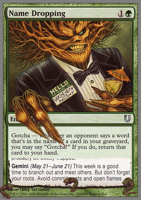 Name Dropping, Unhinged #105, Magic: The Gathering card