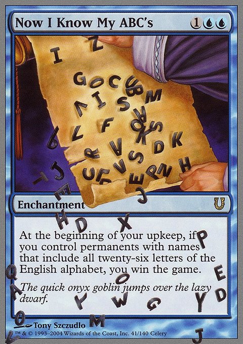 Now I Know My ABC's, Unhinged #41, Magic: The Gathering card