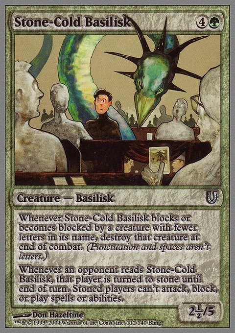Stone-Cold Basilisk, Unhinged #112, Magic: The Gathering card
