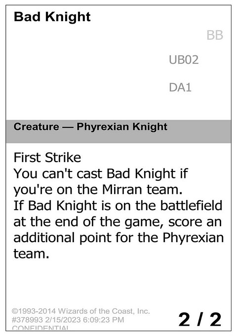 Bad Knight, Unknown Event #UB02a, Magic: The Gathering card