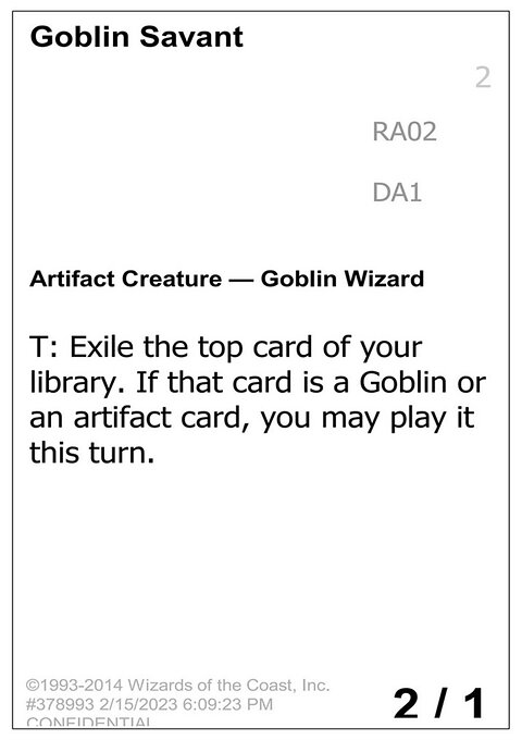 Goblin Savant, Unknown Event #RA02a, Magic: The Gathering card