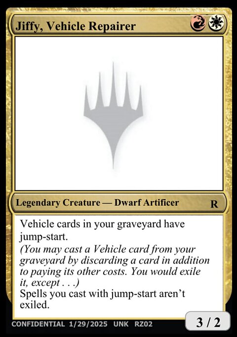 Jiffy, Vehicle Repairer, Unknown Event #RZ02e, Magic: The Gathering card