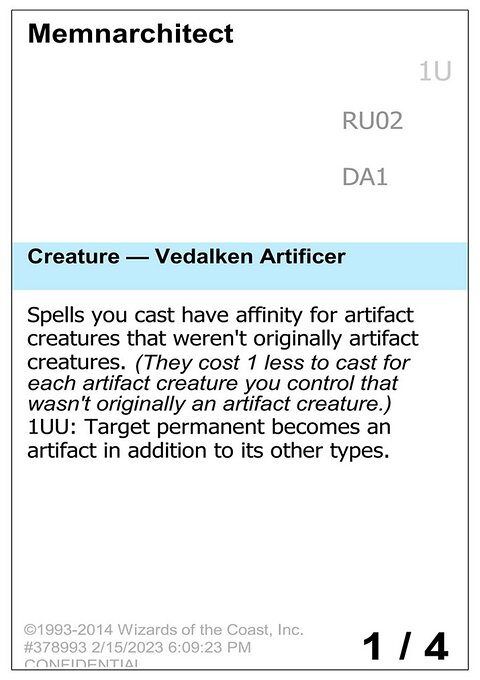 Memnarchitect, Unknown Event #RU02, Magic: The Gathering card
