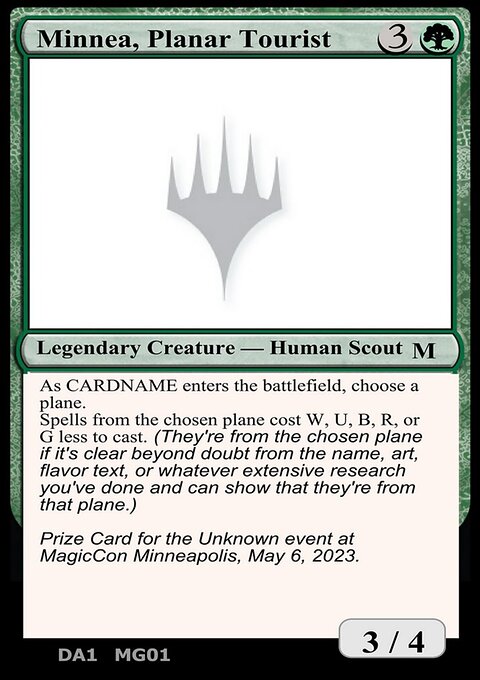 Minnea, Planar Tourist, Unknown Event #MG01, Magic: The Gathering card