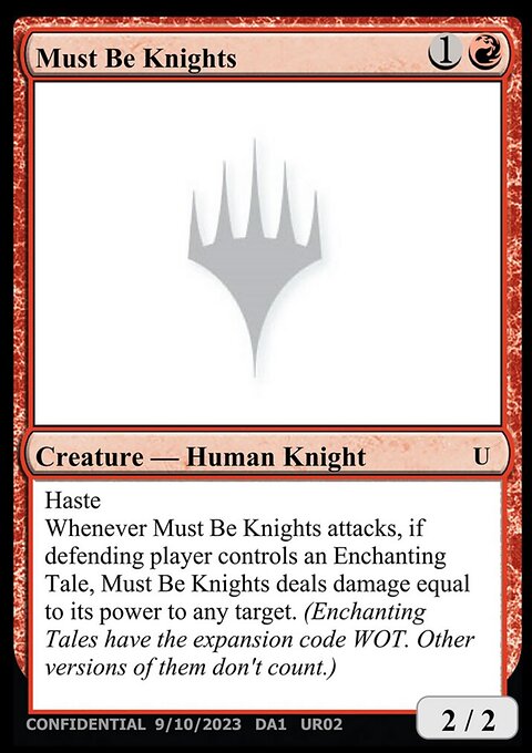 Must Be Knights, Unknown Event #UR02a, Magic: The Gathering card
