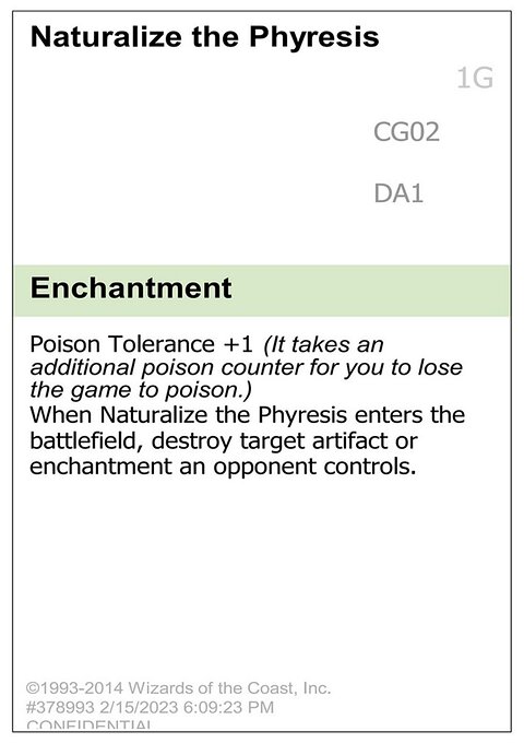 Naturalize the Phyresis, Unknown Event #CG02a, Magic: The Gathering card