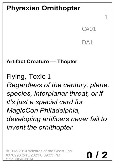 Phyrexian Ornithopter, Unknown Event #CA01, Magic: The Gathering card