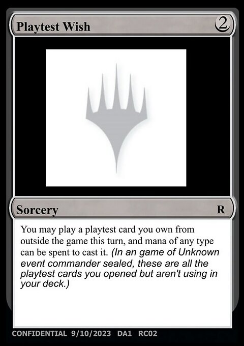 Playtest Wish, Unknown Event #RC02, Magic: The Gathering card