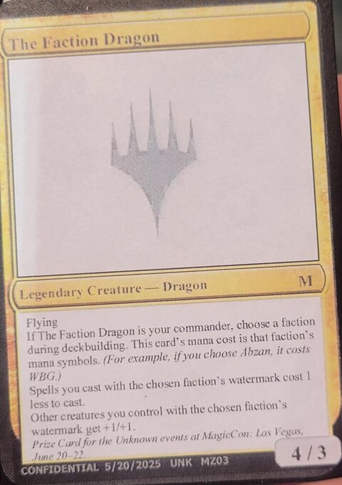 The Faction Dragon, Unknown Event #MZ03a, Magic: The Gathering card