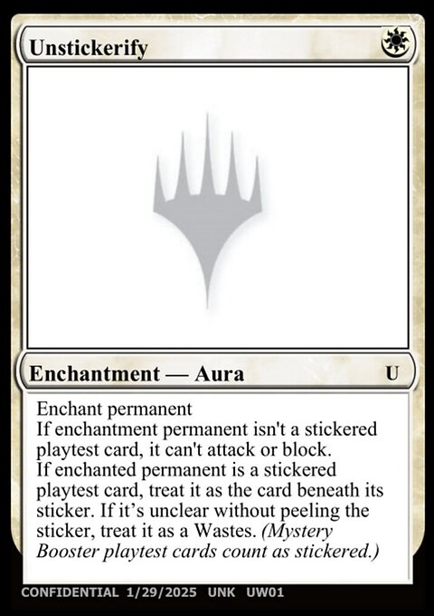 Unstickerify, Unknown Event #UW01a, Magic: The Gathering card