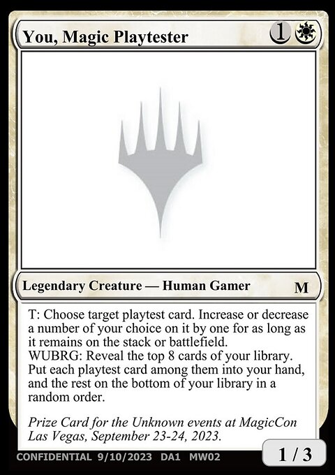 You, Magic Playtester, Unknown Event #MW02, Magic: The Gathering card