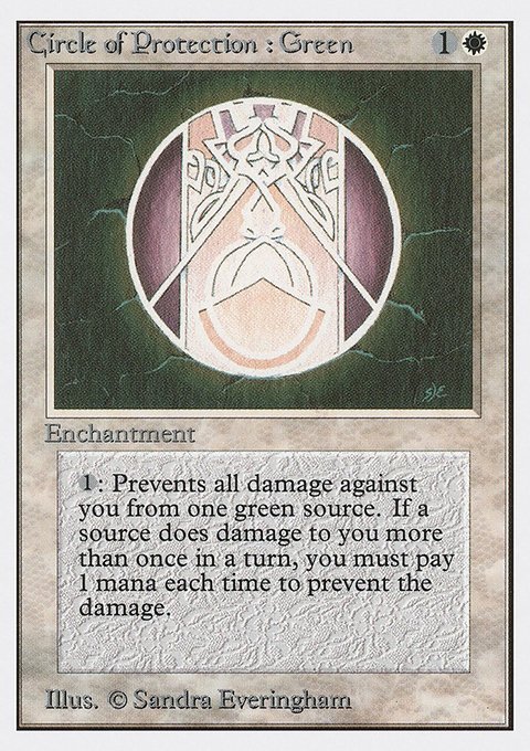 Circle of Protection: Green, Unlimited Edition #12, Magic: The Gathering card