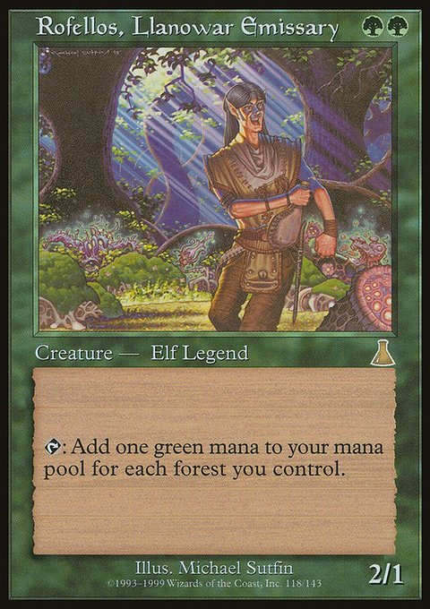 Rofellos, Llanowar Emissary, Urza's Destiny #118, Magic: The Gathering card