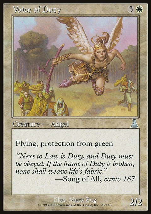 Voice of Duty, Urza's Destiny #23, Magic: The Gathering card
