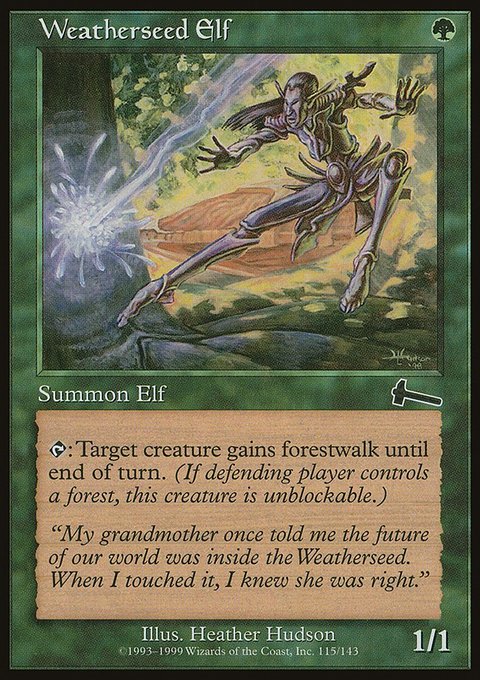 Weatherseed Elf, Urza's Legacy #115, Magic: The Gathering card