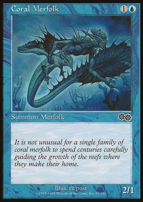 Coral Merfolk, Urza's Saga #67, Magic: The Gathering card