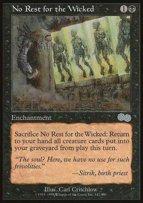 No Rest for the Wicked, Urza's Saga #142, Magic: The Gathering card