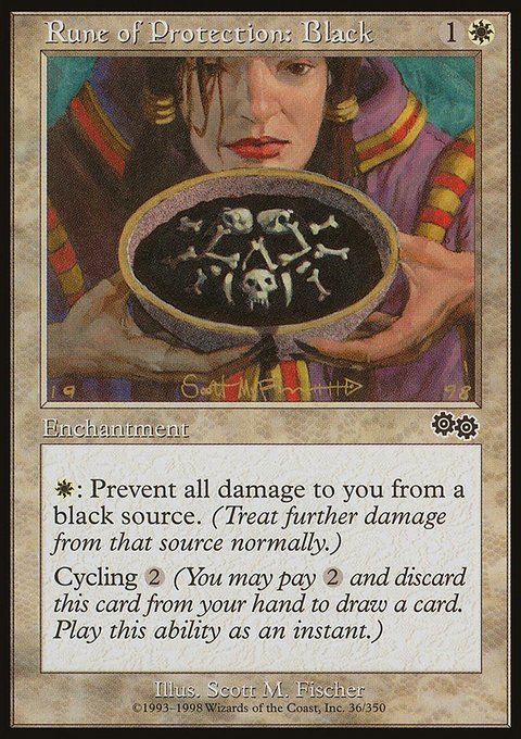 Rune of Protection: Black, Urza's Saga #36, Magic: The Gathering card