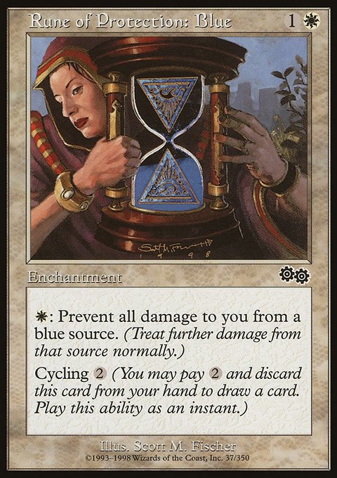 Rune of Protection: Blue, Urza's Saga #37, Magic: The Gathering card